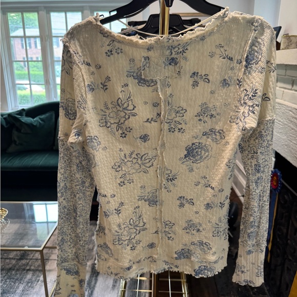 Free People Clover Printed Long Sleeve Scoop Neck Shirt - Picture 6 of 9